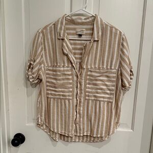 Universal Thread Beige and White Striped Shirt